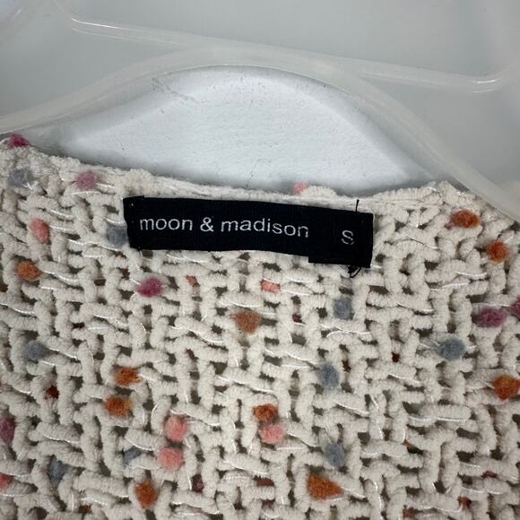 Moon & Madison Cream Confetti Knit Open Front Cropped Cardigan - Picture 7 of 9